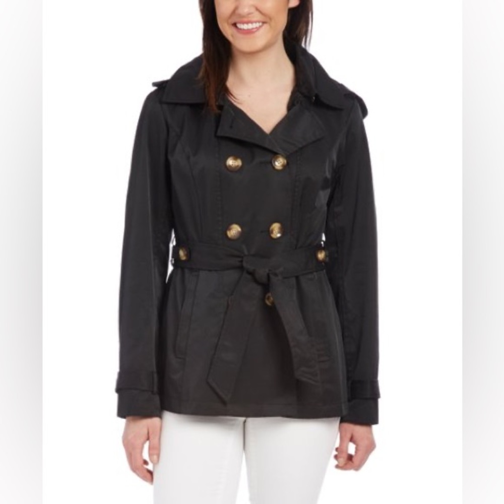 Madden Girl Black‎ Double-Breasted Trench Coat